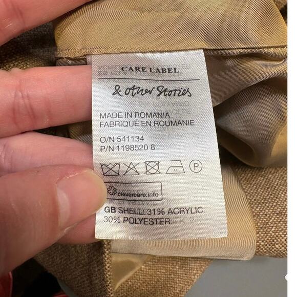 New NWT & Other Stories Tan Wool Silk Blend Tweed Asymmetric Mini Skirt - 10 - Picture 7 of 9